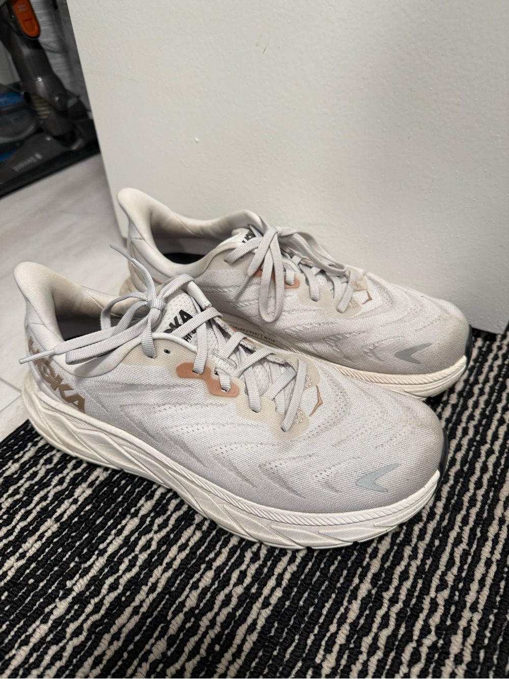 Hoka Women's Light Gray and Beige Athletic Running Shoes